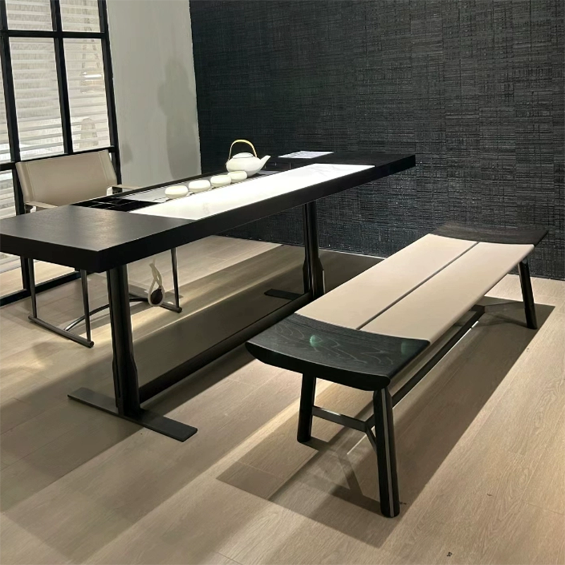 A10 Solid Wood Tea Tables With Stainless Steel Base