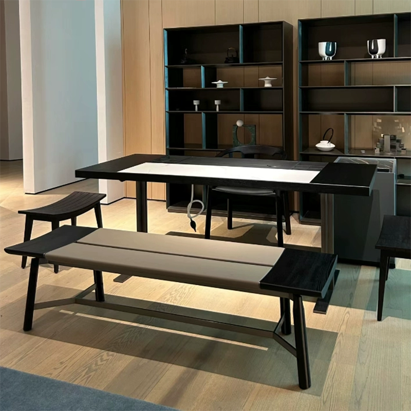 A10 Solid Wood Tea Tables With Stainless Steel Base
