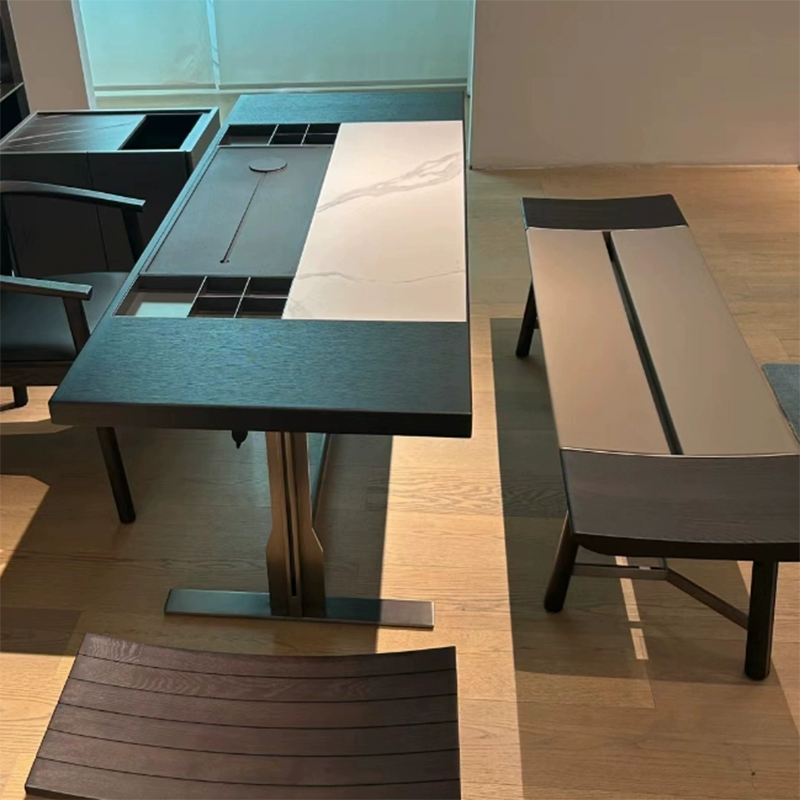 A10 Solid Wood Tea Tables With Stainless Steel Base