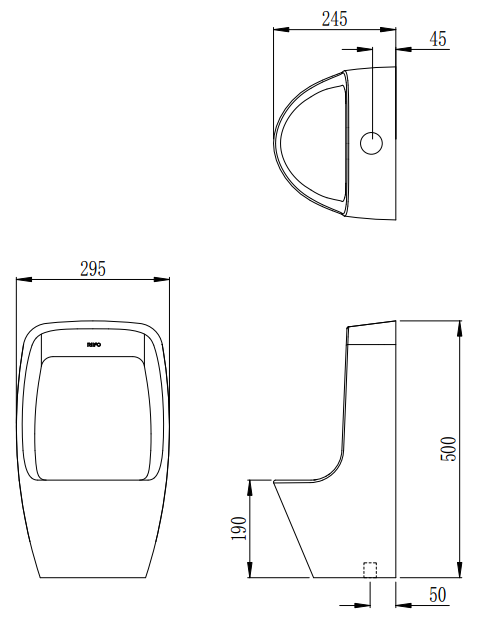 B-5006 Urinal Kanak-kanak Moden yang Dipasang di Dinding