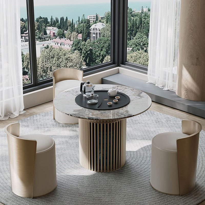 JJ-039 Round Tea Tables With Rock Plate Countertop