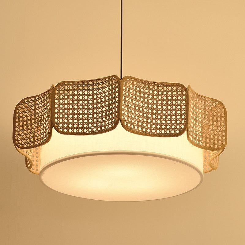 D11891 Wabi-sabi Style Rattan Fabric Chandeliers