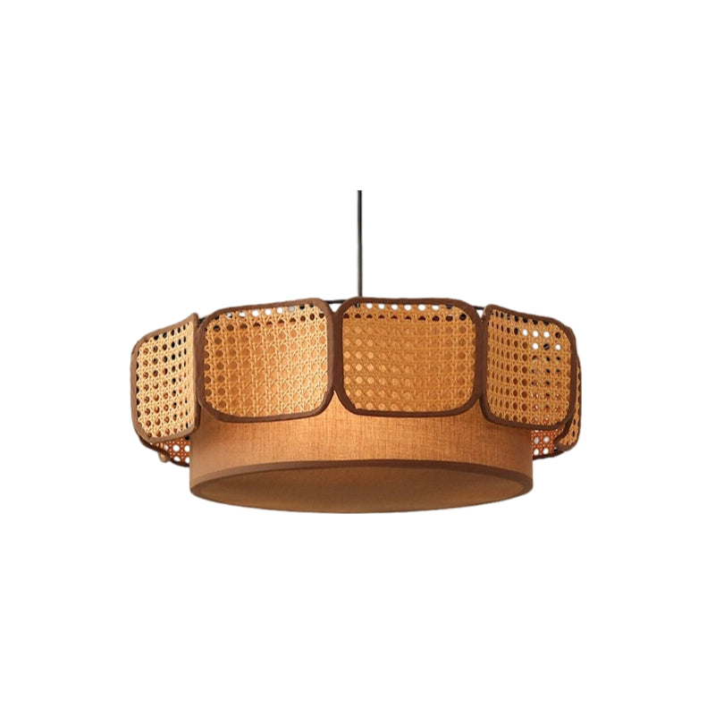 D11891 Wabi-sabi Style Rattan Fabric Chandeliers