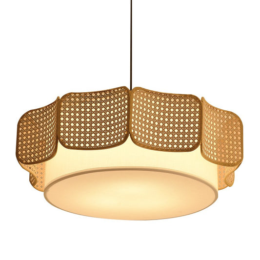 D11891 Wabi-sabi Style Rattan Fabric Chandeliers