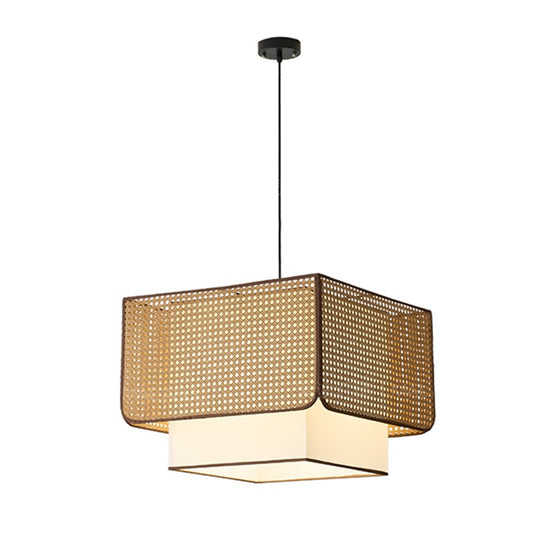 D11890 Vintage Rattan Fabric Chandeliers