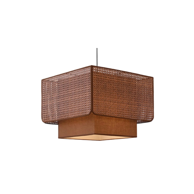 D11890 Vintage Rattan Fabric Chandeliers