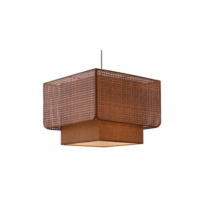 D11890 Vintage Rattan Fabric Chandeliers