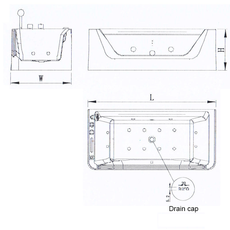 PG1018 Modern Multi-functional Massage Bathtub