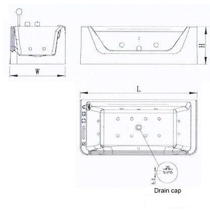 PG1018 Modern Multi-functional Massage Bathtub