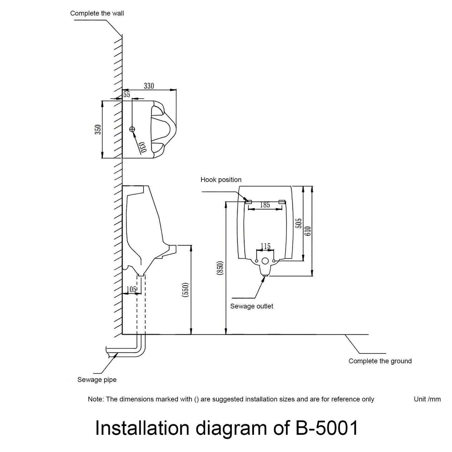 B-5001/5001Q Modern Ceramic Urinal