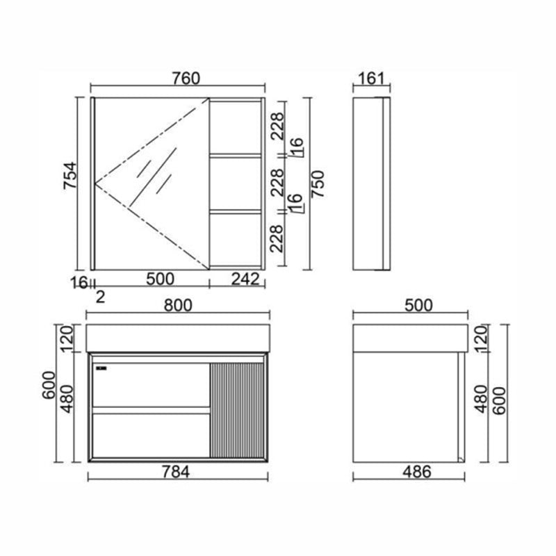 FA32208AA512 Modern  Bathroom Mirror Cabinets